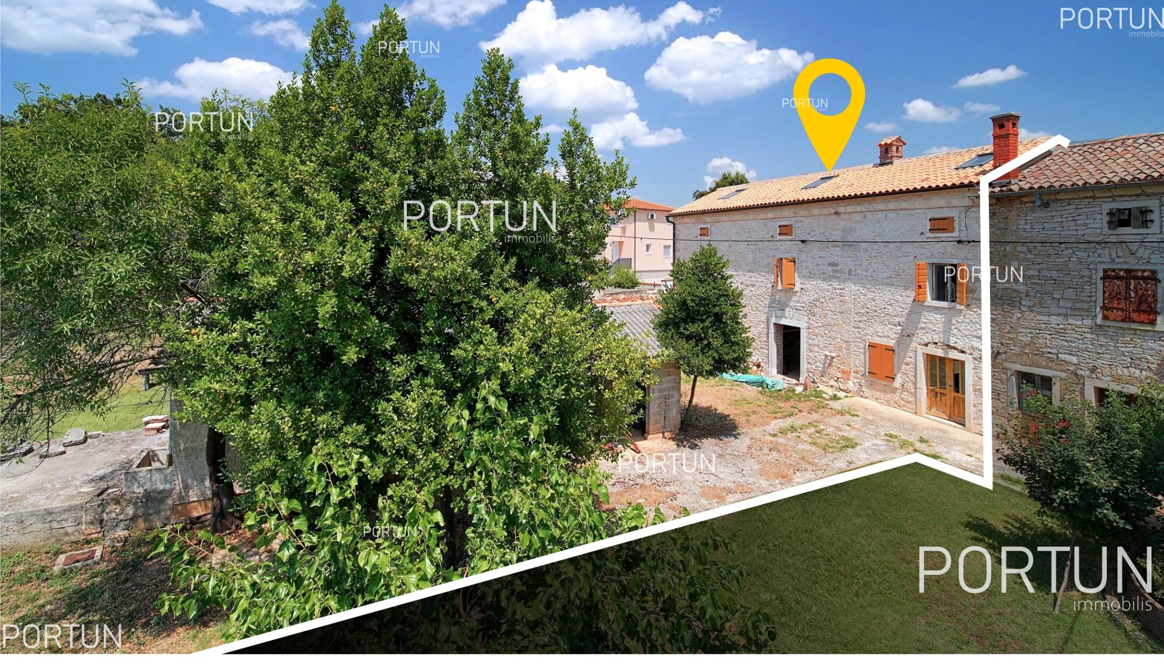 Vodnjan, kőház udvarral	 1